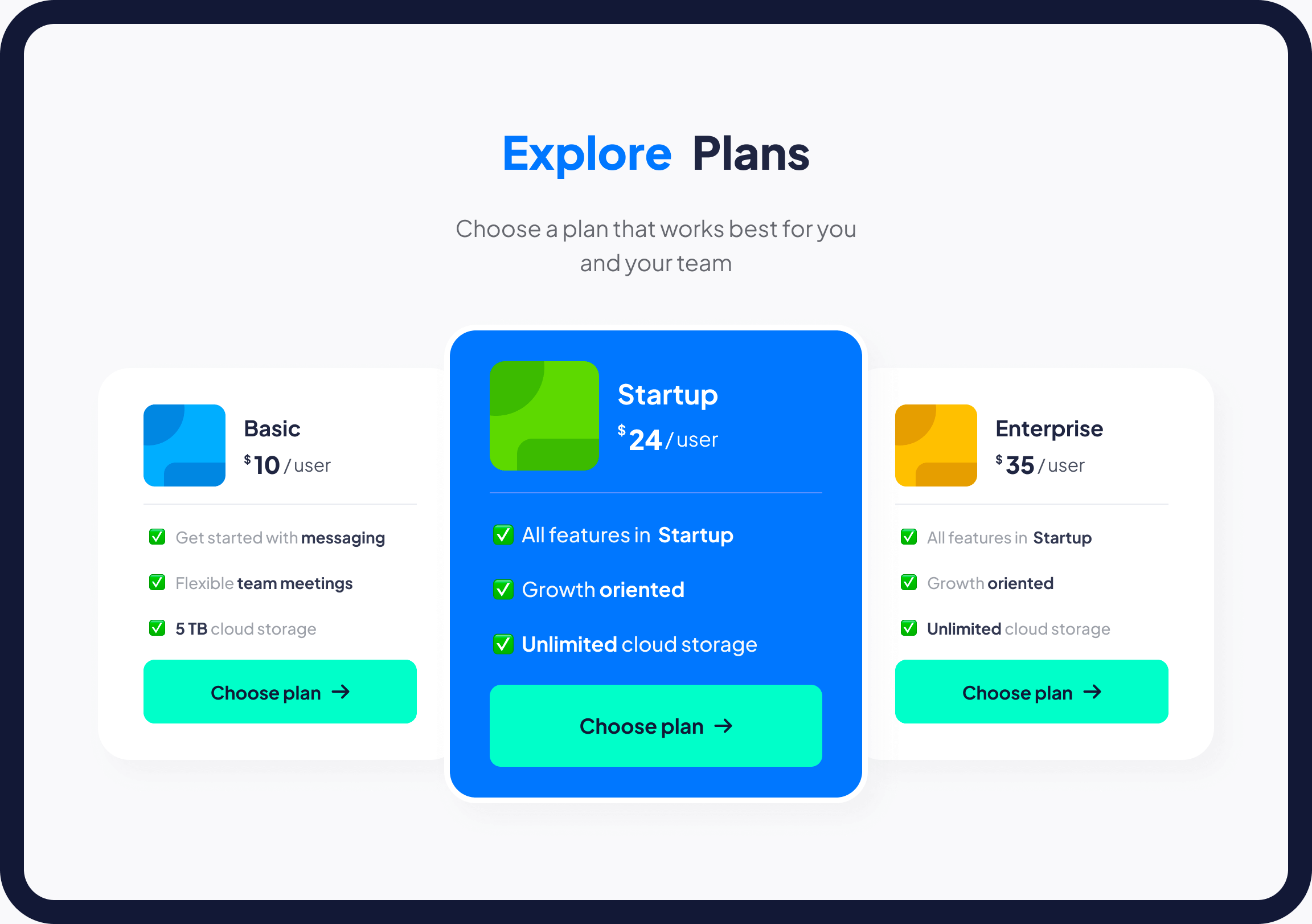 Image of subscription plans to choose from.
